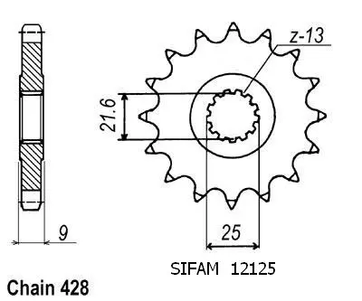 Pignon Sifam SR 500 1991-1995 428 20 dents JTF1587