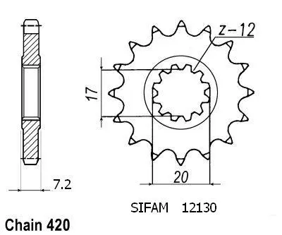 Pignon Sifam Minarelli 50 1999-2007 415 12 Dents JTF4020