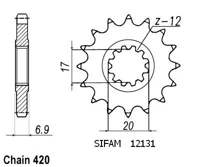 ترس Sifam Minarelli 50 1999-2007 420 13 سن JTF1120