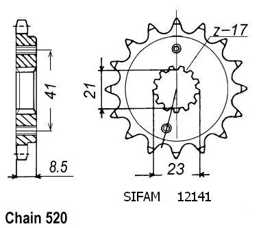 Sifam XR 400 R 1996-2001 520 14톱니 JTF1322 스프로킷