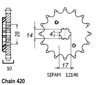Pignon Sifam Derbi 50 1996-1999 420 15 dents JTF4032