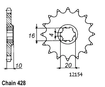 Gn 125 1996-1998 Sprocket - 428 - 13 Teeth - Similar to JTF410