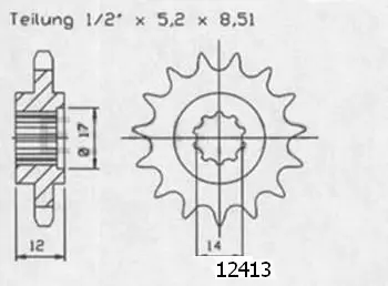 Pinion Sifam Gilera 50 Eaglet 1998 420 13 dinți JTF599