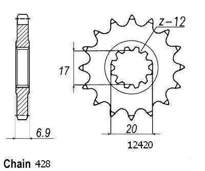 Sifam Beta 50 - 428 - 12 Tanden - Voortandwiel Vergelijkbaar JTF4025