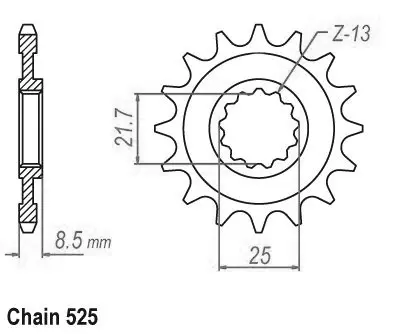 Sifam 525 14 دانت سپروکیٹ Kawasaki JTF1537 کے ساتھ مطابقت رکھتا ہے