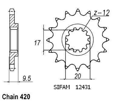 Kædehjul Ktm 60/65 Sx 1998-2002 - 420 - 13 Tænder - Ligner JTF2431