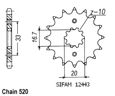 Kædehjul Kx-f/Rm-Z 250 2004 - 520 - 14 Tænder - Ligner JTF430