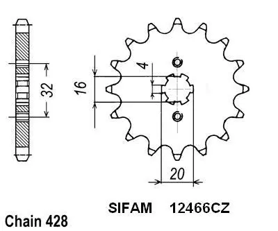 Sifam 428 - 15歯スプロケット Yamaha YZF 125 R 2008 JTF1550