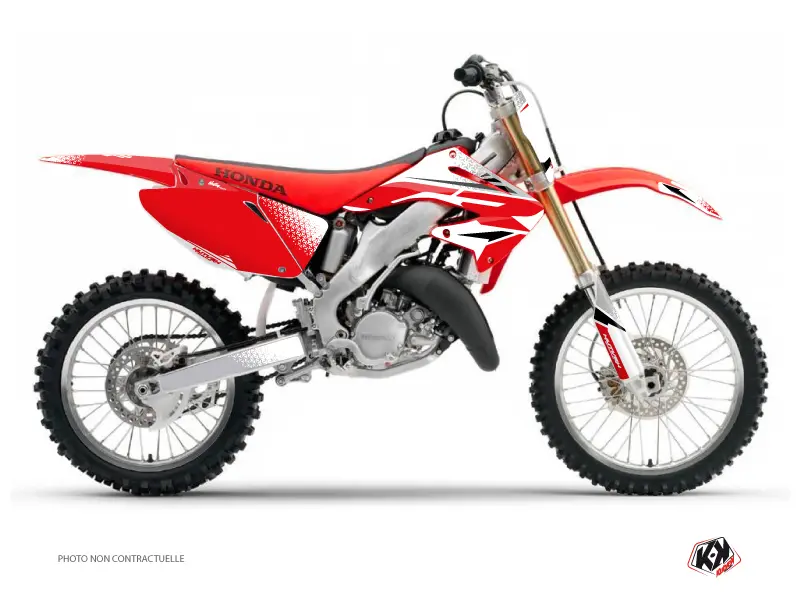 طقم زخرفة لدراجة كروس KUTVEK Honda 125 CR أبيض أحمر