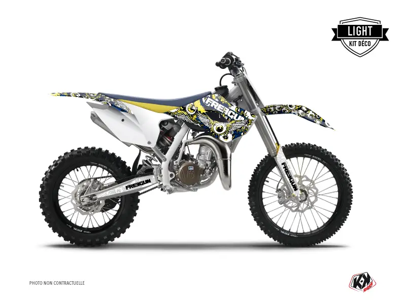 طقم ديكور سباق موتوكروس Freegun Eyed لدراجة Husqvarna TC 85 أزرق أصفر