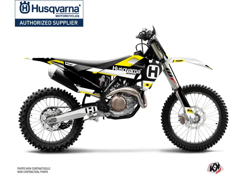 Kit déco moto cross Husqvarna FC 250 bloc noir jaune KUTVEK