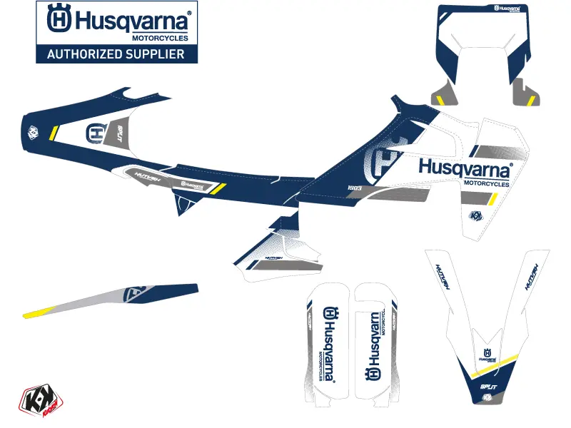 Bộ Decal Motocross Husqvarna 300 TE Trắng Xanh — góc nhìn thứ 2