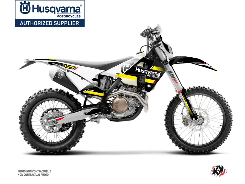 Husqvarna 250 FE Black Yellow KUTVEK Motocross Graphics Kit