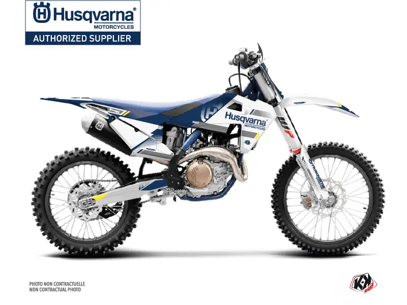 Kit de décoration moto cross Split Husqvarna 450 FE blanc bleu KUTVEK