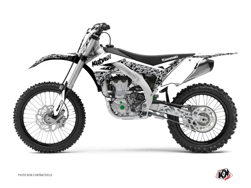 طقم بلاستيك لدراجة Kawasaki 250 KX للسباق باللون الأبيض الفاتح من KUTVEK