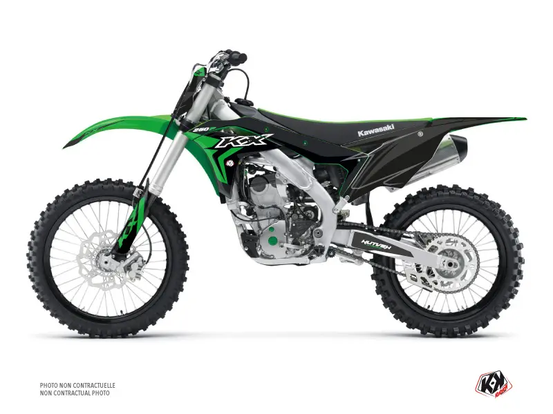 Kit plastiques Moto Cross Halftone Kawasaki 250 KXF Noir Vert KUTVEK