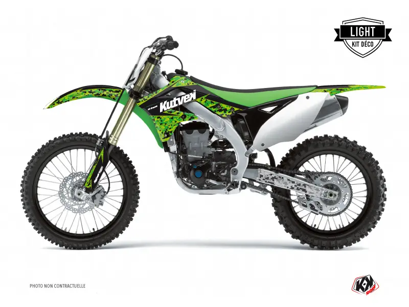 Kit plastiques Moto Cross Predator Kawasaki 250 KXF Noir Vert KUTVEK