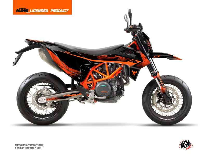 Motocrossi disainikomplekt réplica Thomas Corsi 2020 KTM 690 SMC R must oranž KUTVEK