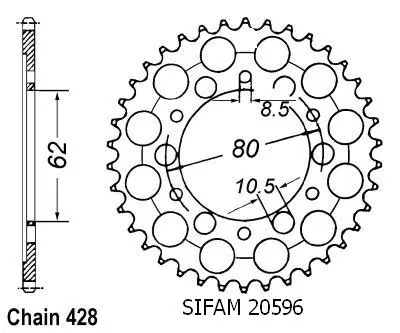 Dt 125 E 1978-1979용 - 428 - 37톱 - JTR842 유사 크라운 기어
