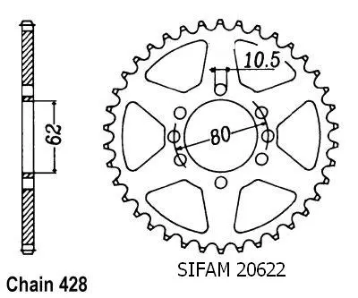 DT 125 LC 1985-1988 DT 125 테네레 1988-1992용 스프로킷 - 428 - 50톱 - JTR843 유사품
