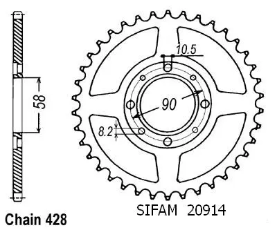 スプロケット Sifam CG 125 1998-1999 428 36歯 JTR269