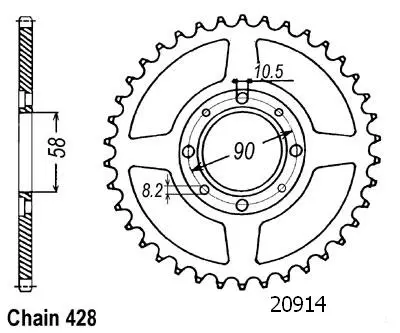 Korunové kolo Xls/Xr 125 1979-1987 Cb 125 K5 76 - 428 - 47 Zubů - Podobné JTR269
