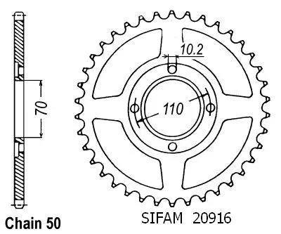 Sifam CB 400 T 1977-1980 530 36T JTR246 호환 스프로킷