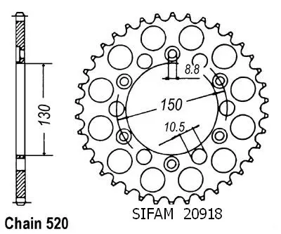 Sifam Sprocket 650 SLR 1997-1998 XLS 400 81 - 520 - 43 Tooth JTR305