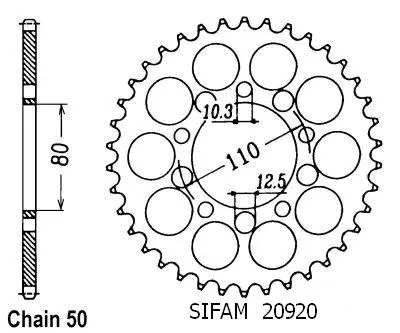 Sifam Kettenrad 530 43 Zähne CBR 600 F 1987-1990 CBX 550 F 1982-1986 JTR1334