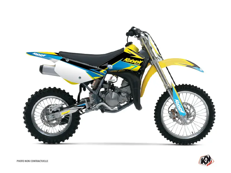 Kit plastiques moto cross Suzuki 85 RM jaune bleu