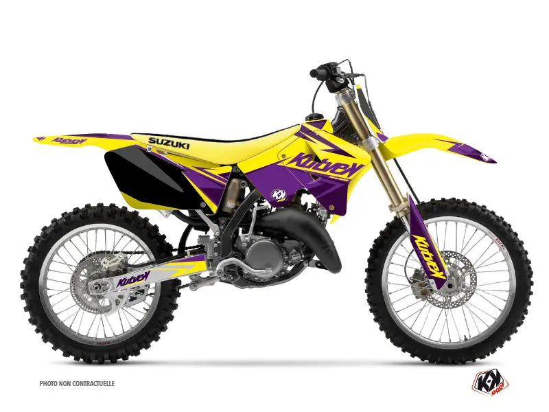 Bộ Decal Moto-cross Stage Suzuki 125 RM vàng tím KUTVEK