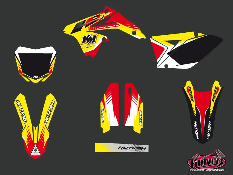Bộ decal trang trí mô tô địa hình Pulsar Suzuki 250 RMZ Đỏ KUTVEK — góc nhìn thứ 2