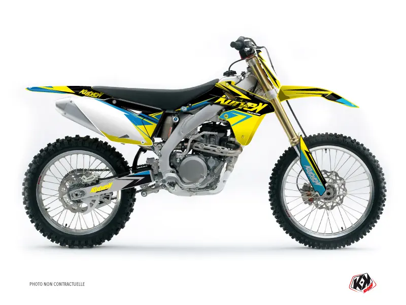 Kit de Adhesivos Moto Cross Stage Suzuki 450 RMZ Amarillo Azul KUTVEK