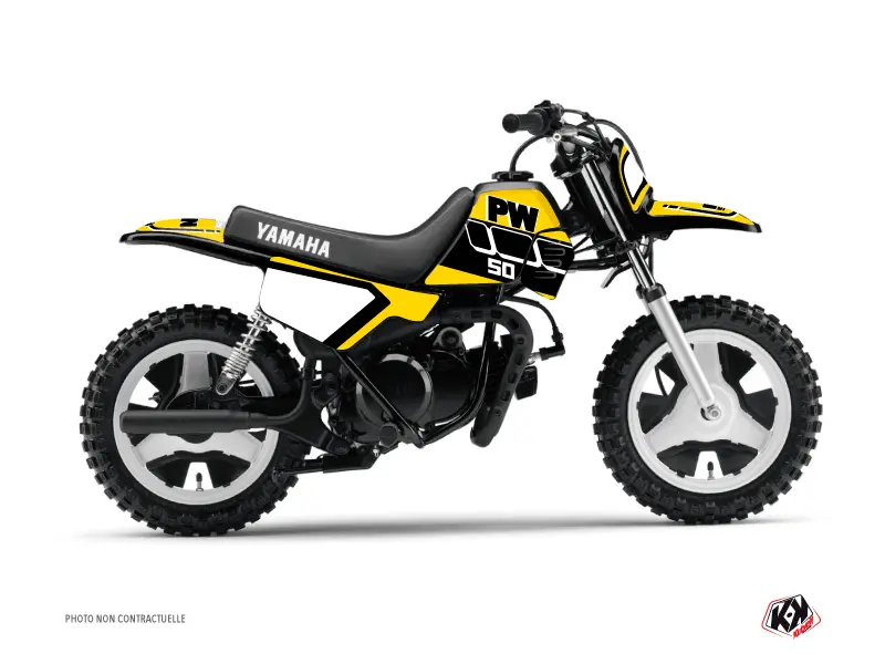 Dekorationssæt til motocross vintage Yamaha PW 50 gul KUTVEK