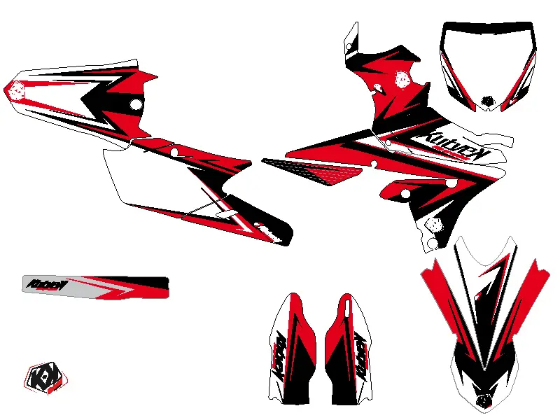 KUTVEK Yamaha 450 YZF 越野摩托车贴花套装 黑红 — 第 2 视图