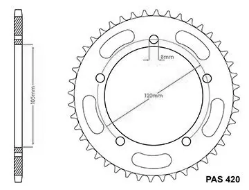 Couronne Gilera 50 Eaglet 1998 - 420 - 44 Dents - Similaire JTR2068