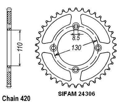 ترس تاج من الألومنيوم Sifam Honda 80/85 CR 1986-2004 420 55 سن JTA130