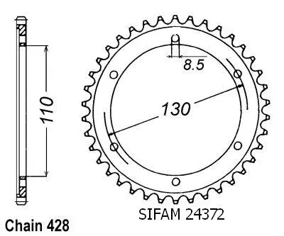 Sifam TZR 125 R 1994-1996 428 46T 리어 스프로킷 JTR1870