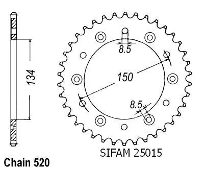 Sifam Alüminyum Kasnak Kawasaki 125/250 KX 1983-2007 520 52 diş JTA460