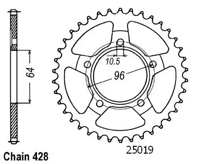 Sifam 125 R Prolink 1982 428 53T 스프로킷 JTR242 유사품