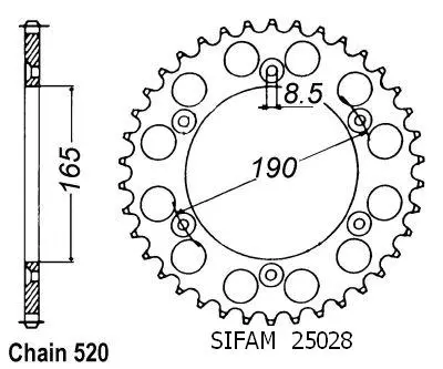 Coronă Sifam KTM toate modelele 2T+4T 1983-1990 - 520 - 50 dinți - similar JTR896