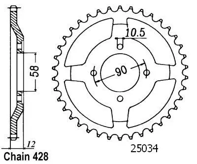 Kædehjul Nx 125 Italien 1989-1998 - 428 - 50 Tænder - Lignende JTR271