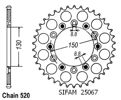 Corona Sifam XR 350 R 1983-1987 520 42 dientes JTR245/2