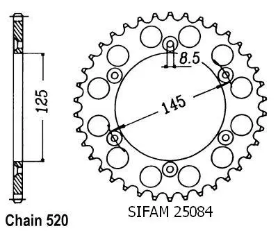 사이팜 125 N 90 1990-1992 - 520 - 42T 스프로킷 - JTR698 유사품