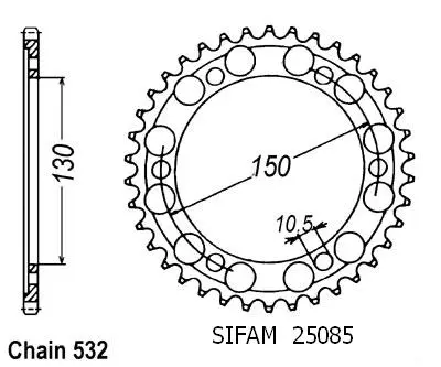 Kettenrad Xjr 1200 1995-1998 - 532 - 38 Zähne - Ähnlich JTR866