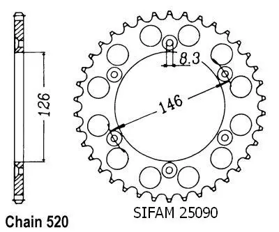 Žvaigždučių ratlankis Sifam Suzuki 520 51 dantų JTR808