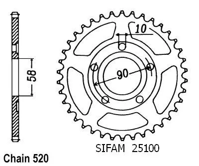Sifam Krans Crm 125 1990-2000 - 520 - 40 Tænder - Svarende til JTR604