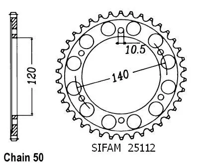 Звезда Sifam 530 45 зубьев для Kawasaki ZZR 600 ZX 1990-1992 JTR499