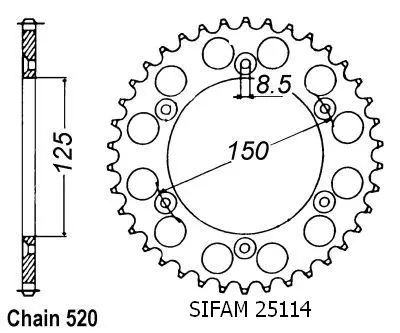 Alu-Kettenrad KTM 125/250/600 1990-2004 - 520 - 49 Zähne - Ähnlich JTA897