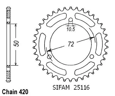 Couronne Sifam NSR 50 1989-1994 420 36 dents JTR216